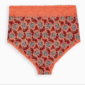 NWT TORRID CURVE CORAL SKULL FLORAL WIDE LACE COTTON HIGH WAIST PANTY SIZE 0 12